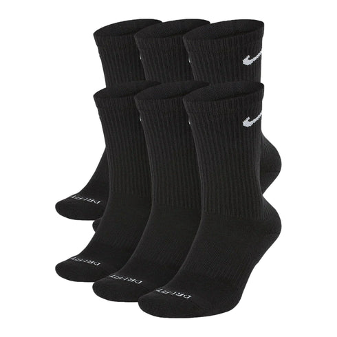 NikeDRI-FIT Everyday Plus Cushioned Training Crew Socks Black (6 Pairs) Size-Large