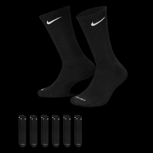 Men's Nike 6-pack Everyday Plus Cushion Crew Training Socks Color: Black Size: 8-12