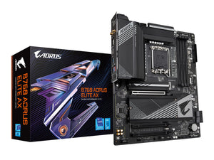 GIGABYTE B760 AORUS Elite AX (LGA 1700/ Intel/ B760/ ATX/ DDR5/ Triple M.2/ PCIe 4.0/ USB 3.2 Gen2X2 Type-C/WiFi 6E/ 2.5GbE LAN/Q-Flash Plus/PCIe EZ-Latch/Gaming Motherboard)