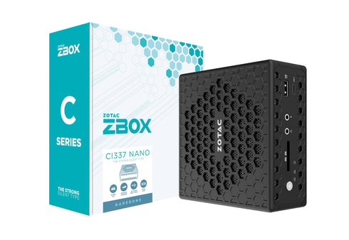 ZOTAC ZBOX CI337 Nano Fanless Silent Mini PC Intel Processor N100, Intel UHD Graphics, HDMI, DisplayPort, No Memory/Storage/OS Barebones System, ZBOX-CI337NANO-BE/BE1/J/U/K/AUS