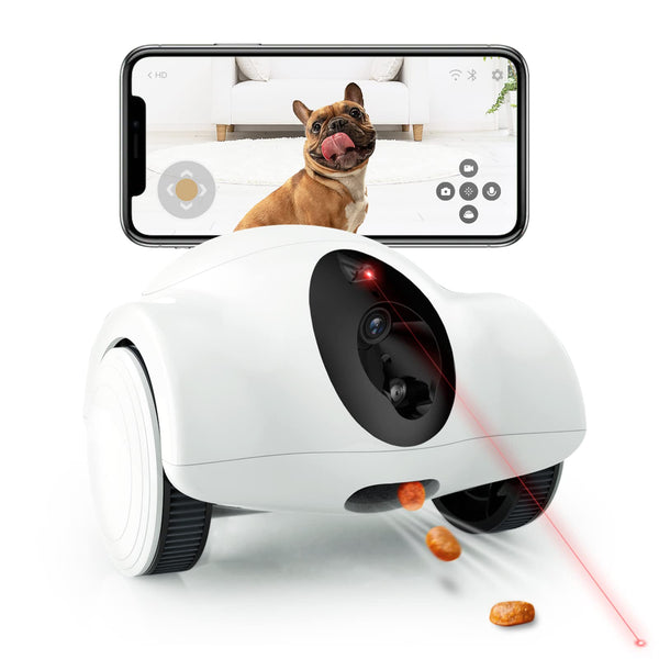 Smart Pet Camera, GULIGULI Movable Companion Robot for Pets, Dog Treat Camera, 1080P Full HD WiFi Pet Camera with Phone App, Night Vision, 2-Way Audio, No Monthly Fee (2.4G WiFi ONLY)