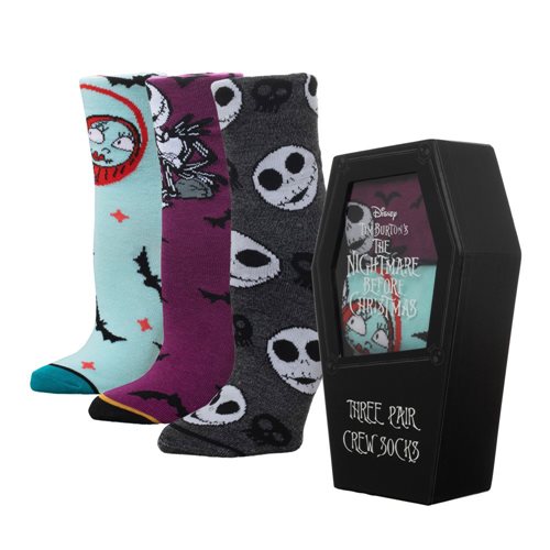 Wholesale Nightmare Before Christmas Crew Sock 3-Pack Coffin Box Set