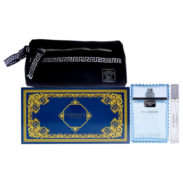 Wholesale Versace Man Eau Fraiche by Versace for Men - 3 Pc Gift Set 3.4oz EDT Spray, 10ml EDT Spray (Mini), Pouch
