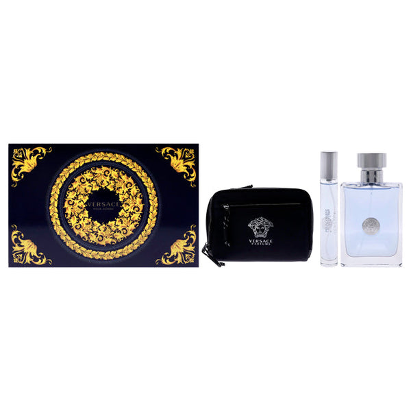 Wholesale Versace Pour Homme by Versace for Men - 3 Pc Gift Set 3.4oz EDT Spray, 0.34oz EDT Spray, Pouch