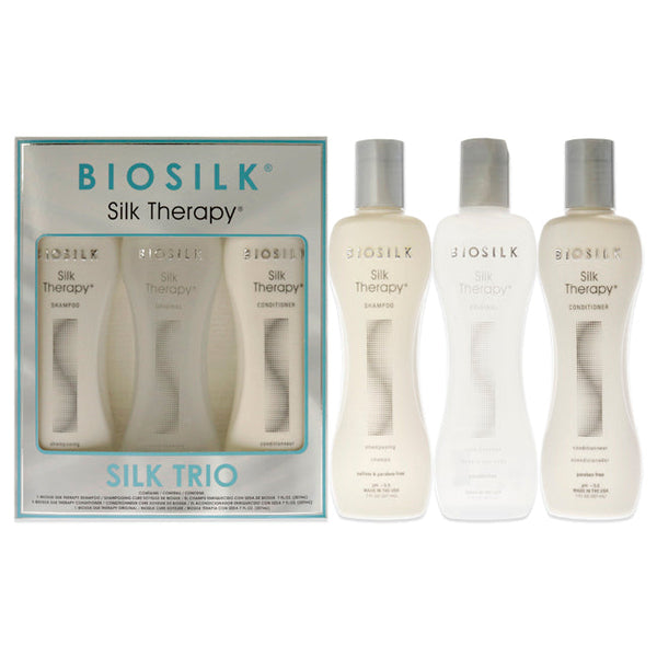 Wholesale Silk Therapy Trio by Biosilk for Unisex - 3 Pc 7oz Silk Therapy Shampoo, 7oz Silk Therapy Conditioner, 7oz and Silk Therapy Original