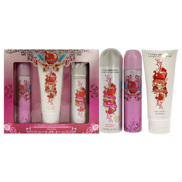 Wholesale Cuba Heartbreaker by Cuba for Women - 3 Pc Gift Set 3.3oz EDP Spray, 6.7oz Body Spray, 4.3oz Body Lotion