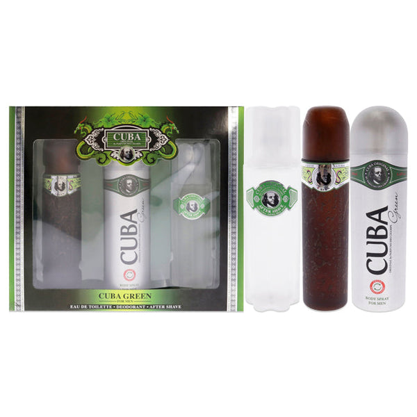 Wholesale Cuba Green by Cuba for Men - 3 Pc Gift Set 3.3oz EDT Spray, 6.7oz Body Spray, 3.3oz After Shave