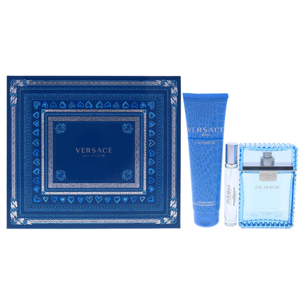 Wholesale Versace Man Eau Fraiche by Versace for Men - 3 Pc Gift Set 3.4oz EDT Spray, 10ml EDT Spray, 5oz Bath and Shower Gel
