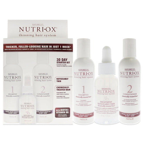 Wholesale Extremely Thin Chemically Treated Hair Starter Kit by Nutri-Ox for Unisex - 3 Pc Gift Set 6oz Shampoo Chemically-Treated, 6oz Conditioner Chemically-Treated, 1.5oz Treatment for First Signs Noticeably Thin Chemically-Treated