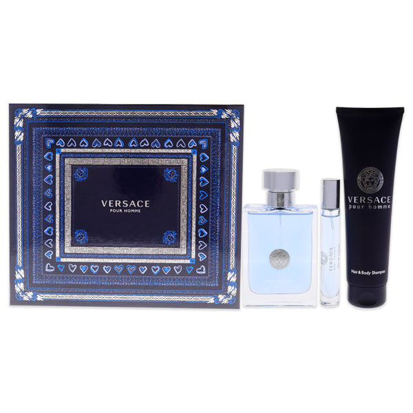 Wholesale Versace Pour Homme by Versace for Men - 3 Pc Gift Set 3.4oz EDT Spray, 10ml EDT spray, 5.0oz Hair and Body Shampoo