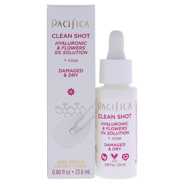 Wholesale Clean Shot Hyaluronic and Flowers 5 Percent Solution by Pacifica for Unisex - 0.8 oz Serum