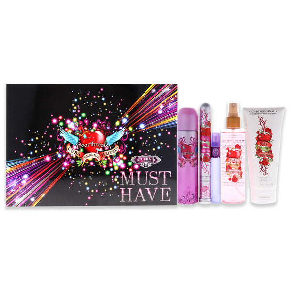 Wholesale Cuba Must Have Heartbreaker by Cuba for Women - 5 Pc Gift Set 3.4oz EDP Spray, 1.17oz EDP Spray, 0.5oz EDP Spray, 6.7oz Body Spray, 6.7oz Body Splash