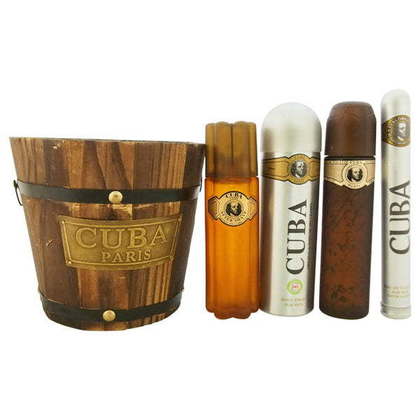 Wholesale Cuba Gold by Cuba for Men - 5 Pc Gift Set 3.4oz EDT Spray, 6.7oz Deodorant Spray, 3.3oz After Shave, 1.17oz EDT Spray with bucket