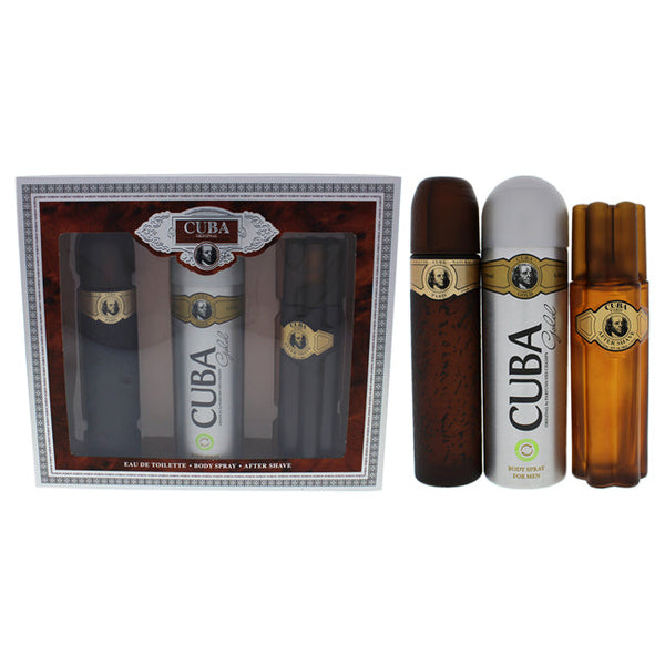 Wholesale Cuba Gold by Cuba for Men - 3 Pc Gift Set 3.3oz EDT Spray, 6.7oz Deodorant Body Spray, 3.3oz After Shave