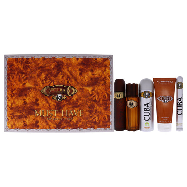 Wholesale Cuba Gold Must Have by Cuba for Men - 5 Pc Gift Set 3.3oz EDT Spray, 1.17oz EDT Spray, 3.3oz After Shave, 6.7oz Body Spray, 6.7oz Shower Gel
