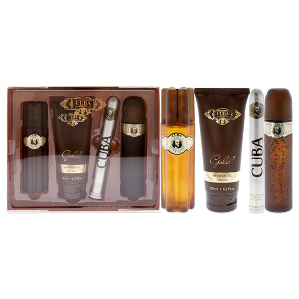 Wholesale Cuba Gold by Cuba for Men - 4 Pc Gift Set 3.3oz EDT Spray, 1.17oz EDT Spray, 3.3oz After Shave, 6.7oz Shower Gel