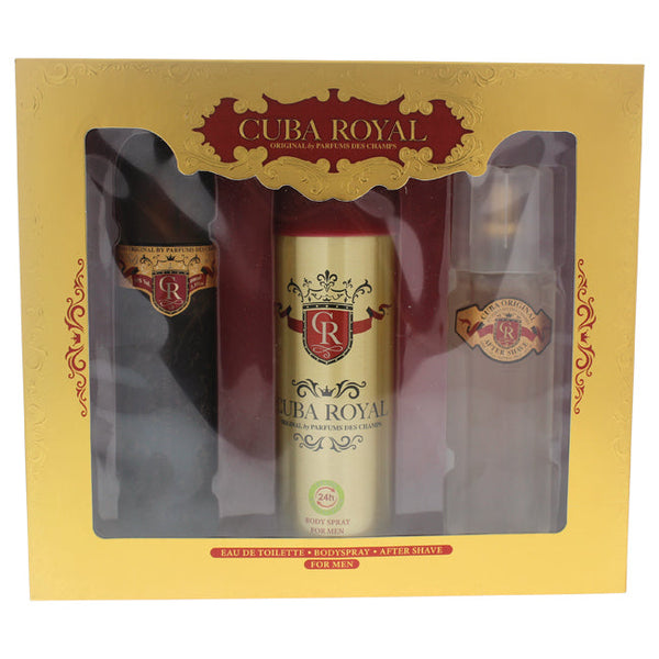 Wholesale Cuba Royal by Cuba for Men - 3 Pc Gift Set 3.3oz EDT Spray, 6.7oz Body Spray, 3.3oz After Shave
