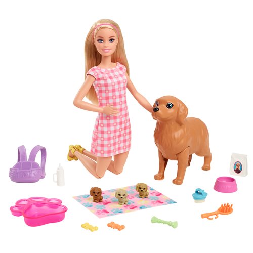 Wholesale Barbie Doll with Blonde Hair and Newborn Pups Playset