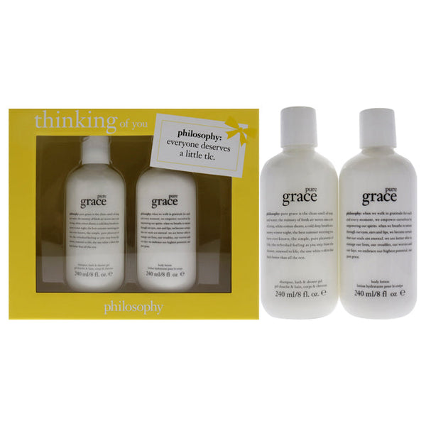 Wholesale Thinking of You Kit by Philosophy for Women - 2 Pc 8oz Pure Grace Shampo Bath and Shower Gel, 8oz Pure Grace Body Lotion