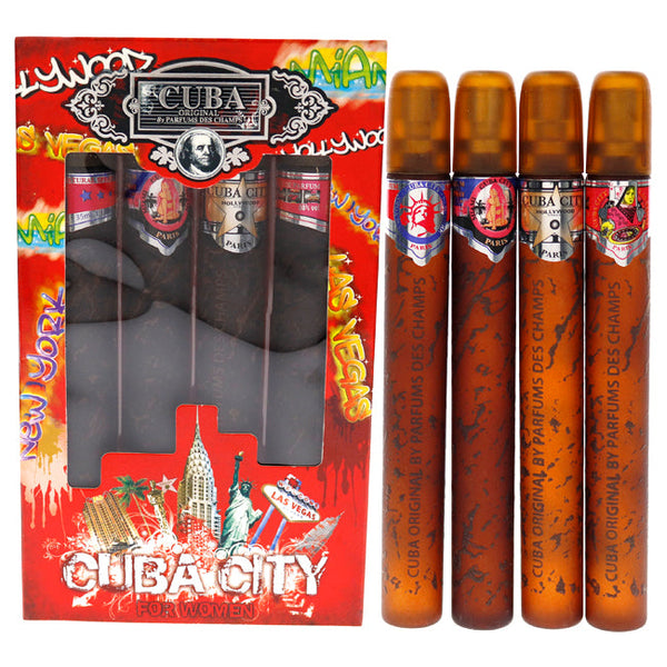Wholesale Cuba City by Cuba for Women - 4 Pc Gift Set 1.17oz Hollywood, 1.17oz Vegas, 1.17oz Miami, 1.17oz New York