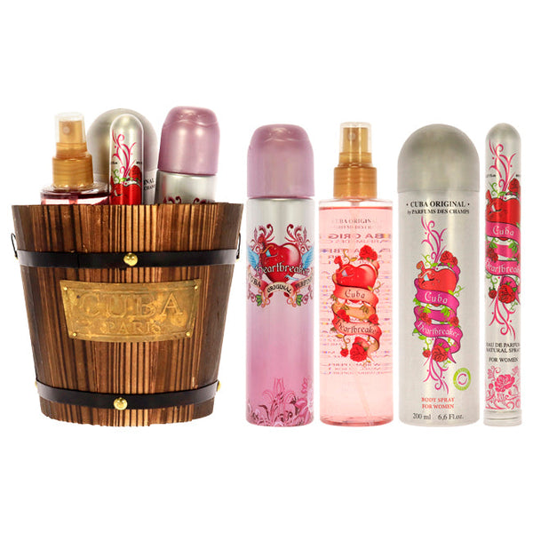 Wholesale Cuba Heartbreaker by Cuba for Women - 4 Pc Gift Set 3.3oz EDP Spray, 1.7oz EDP Spray, 6.6oz Body Spray, 6.6oz Body Splash
